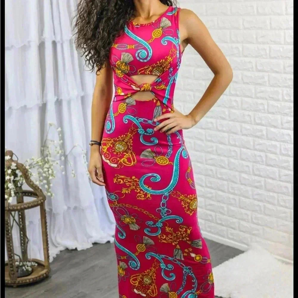 Desire Bodycon Cut-Out with Knot Detail Maxi Dress